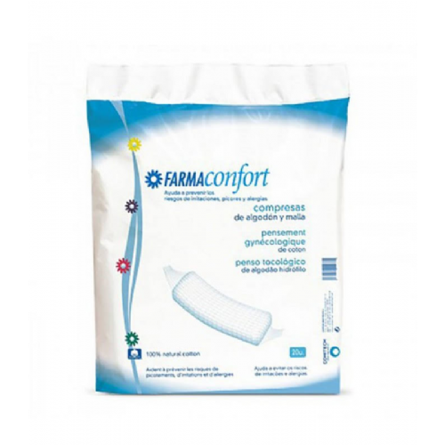 COMPRESAS HIGIENICAS FEMENINAS - FARMACONFORT (ALGODON Y MALLA 20 U)