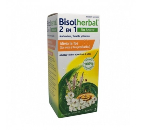 Bisolherbal 2 en 1 malvavisco, tomillo y llanten  1 frasco 120 ml