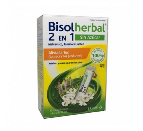 Bisolherbal 2 en 1 malvavisco, tomillo y llanten (12 sobres monodosis x 10 ml)