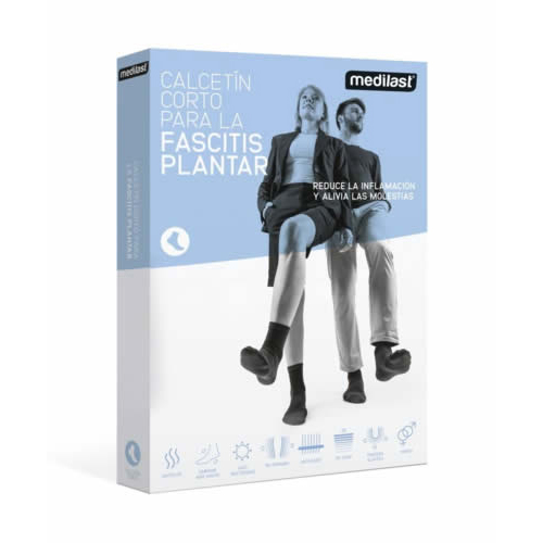 Calcetin corto compresion preventiva para fascitis plantar - medilast (talla s color negro)