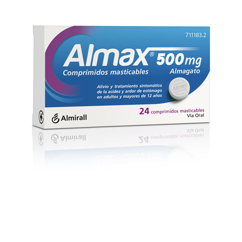 ALMAX 500 mg COMPRIMIDOS MASTICABLES,24 comprimidos