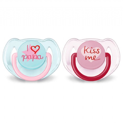 Chupete silicona - philips avent i love papa kiss me (6- 18 m niña 2 chupetes)