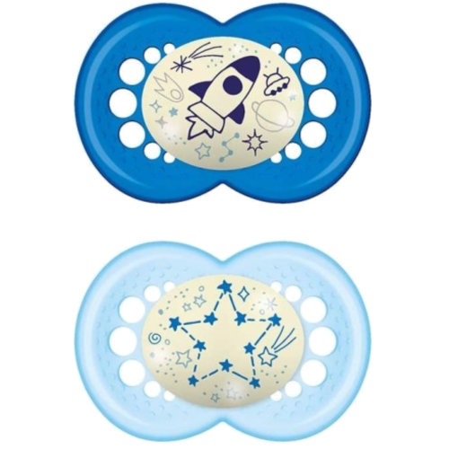 Chupete silicona fisiologico - mam original night (+ 16 meses 2 unidades color azul)