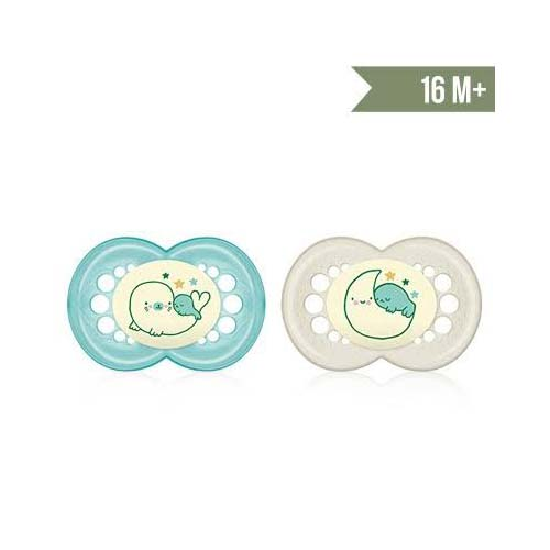 Chupete silicona fisiologico - mam original night (+ 16 meses 2 unidades color verde)