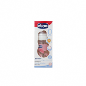 Biberon plastico pp t caucho - chicco fisiologico 0% bisfenol boca ancha flujo normal (150 ml rosa)