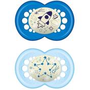 Chupete silicona fisiologico - mam original night (+ 16 meses 2 unidades color azul)