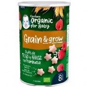 Gerber snack organic trigo arroz con frambuesa (1 bolsita 35 g)