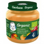 Gerber organic manzana melocoton albaricoque (1 tarrito 125 g)