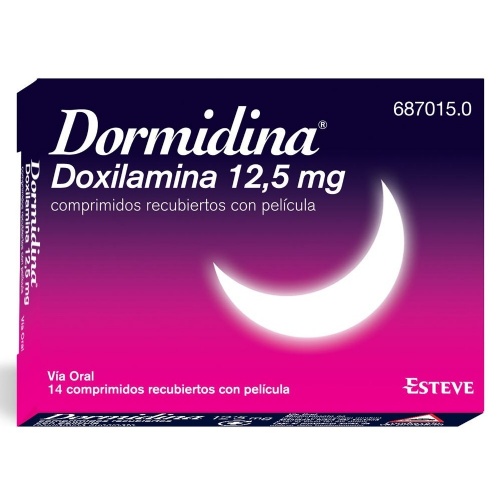 DORMIDINA DOXILAMINA 12,5 mg COMPRIMIDOS RECUBIERTOS CON PELICULA , 14 comprimidos