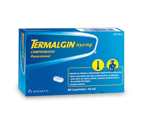 TERMALGIN 650 mg COMPRIMIDOS, 20 comprimidos