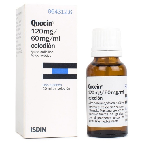 QUOCIN 120 mg/ 60 mg/ ml COLODION , 1 frasco de 20 ml