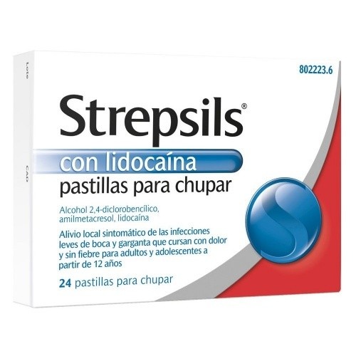 STREPSILS CON LIDOCAINA PASTILLAS PARA CHUPAR, 24 pastillas