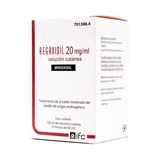 REGAXIDIL 20 mg/ml SOLUCION CUTANEA , 120 ml (2 frascos de 60 ml)