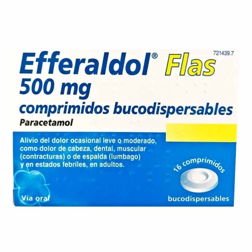 EFFERALDOL FLAS 500 MG COMPRIMIDOS BUCODISPERSABLES, 16 comprimidos (8 + 8)