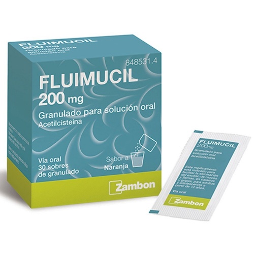 FLUIMUCIL 200 mg GRANULADO PARA SOLUCION ORAL , 30 sobres