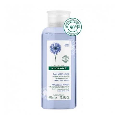 Klorane agua micelar al aciano desmaquillante 3 en 1 (1 envase 400 ml)