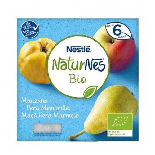 Nestle naturnes bio manzana pera y membrillo (4 tarrinas x 90 g)