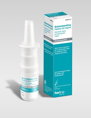 OXIMETAZOLINA FARLINE  0,5 mg/ml SOLUCION PARA PULVERIZACION NASAL , 1 frasco de 15 ml
