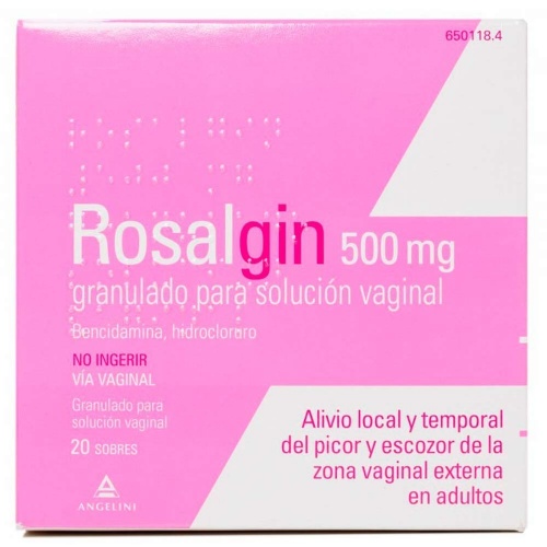 ROSALGIN 500 mg GRANULADO PARA SOLUCION VAGINAL, 20 sobres