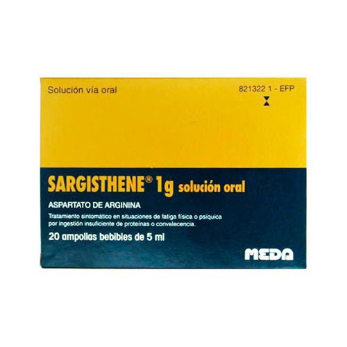 SARGISTHENE 1 g SOLUCION ORAL, 20 ampollas bebibles de 5 ml