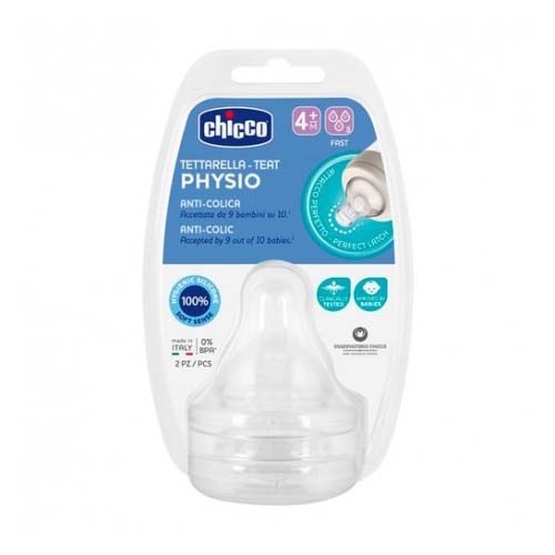 Tetina silicona flujo rapido - chicco physio (+ 4 meses 2 unidades)