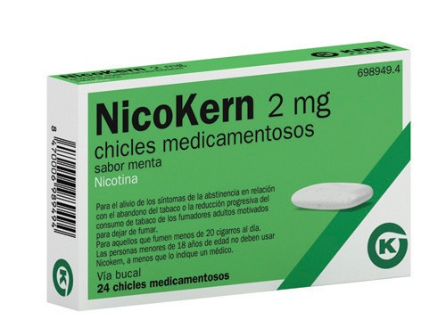 NICOKERN 2 MG CHICLES MEDICAMENTOSOS SABOR MENTA , 24 chicles (PVC/PE/PVDC/AL)