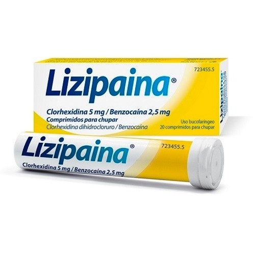 LIZIPAINA CLORHEXIDINA 5 MG/BENZOCAINA 2,5 MG COMPRIMIDOS PARA CHUPAR ,20 comprimidos
