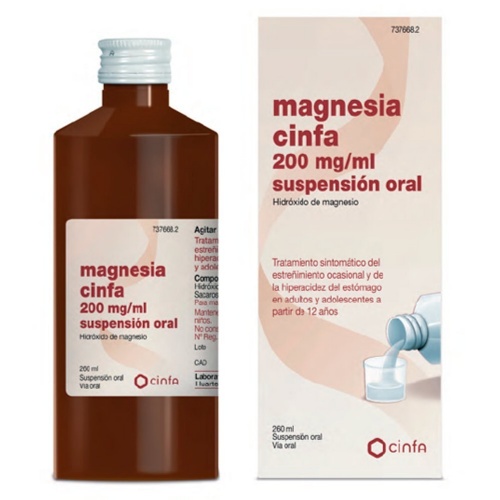 MAGNESIA CINFA 200 mg/ ml SUSPENSION ORAL, 1 frasco de 260 ml