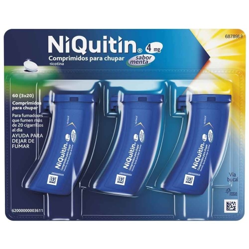 NIQUITIN 4 mg COMPRIMIDOS PARA CHUPAR SABOR MENTA, 60 comprimidos