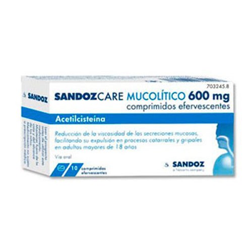 ACETILCISTEINA SANDOZ CARE 600 mg COMPRIMIDOS EFERVESCENTES , 10 comprimidos