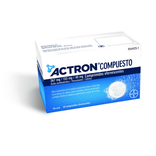 ACTRON COMPUESTO 267 MG/133 MG/40 MG COMPRIMIDOS EFERVESCENTES, 20 comprimidos