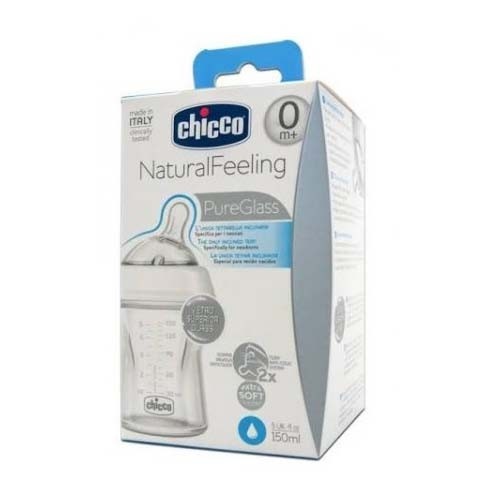 Biberon cristal tetina silicona - chicco natural feeling (1 unidad 150 ml)