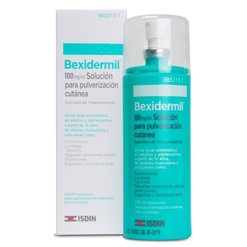 BEXIDERMIL 100 mg/ml  SOLUCION PARA PULVERIZACION CUTANEA , 1 frasco de 200 ml