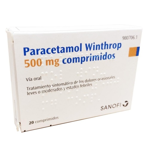 PARACETAMOL WINTHROP 500 mg COMPRIMIDOS , 20 comprimidos