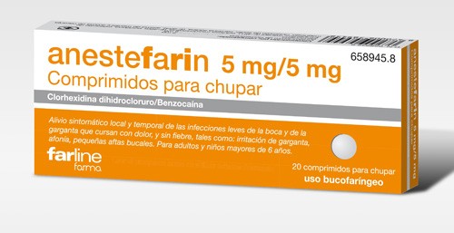 ANESTEFARIN 5 mg/5 mg COMPRIMIDOS PARA CHUPAR , 20 comprimidos
