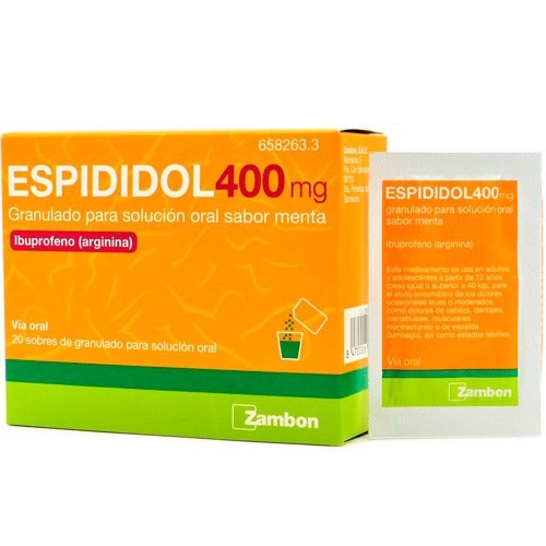 ESPIDIDOL 400 mg GRANULADO PARA SOLUCION ORAL SABOR MENTA , 20 sobres