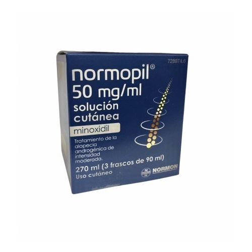 NORMOPIL 50 MG/ML SOLUCION CUTANEA,3 frascos de 90 ml (270 ml)