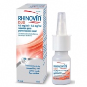 RHINOVIN DUO 0,5 mg/ml + 0.6 mg/ml SOLUCION PARA PULVERIZACION NASAL , 1 envase pulverizador de 10 m