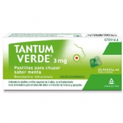 TANTUM VERDE 3 mg PASTILLAS PARA CHUPAR SABOR MENTA, 20 pastillas (PE/Papel/Al)